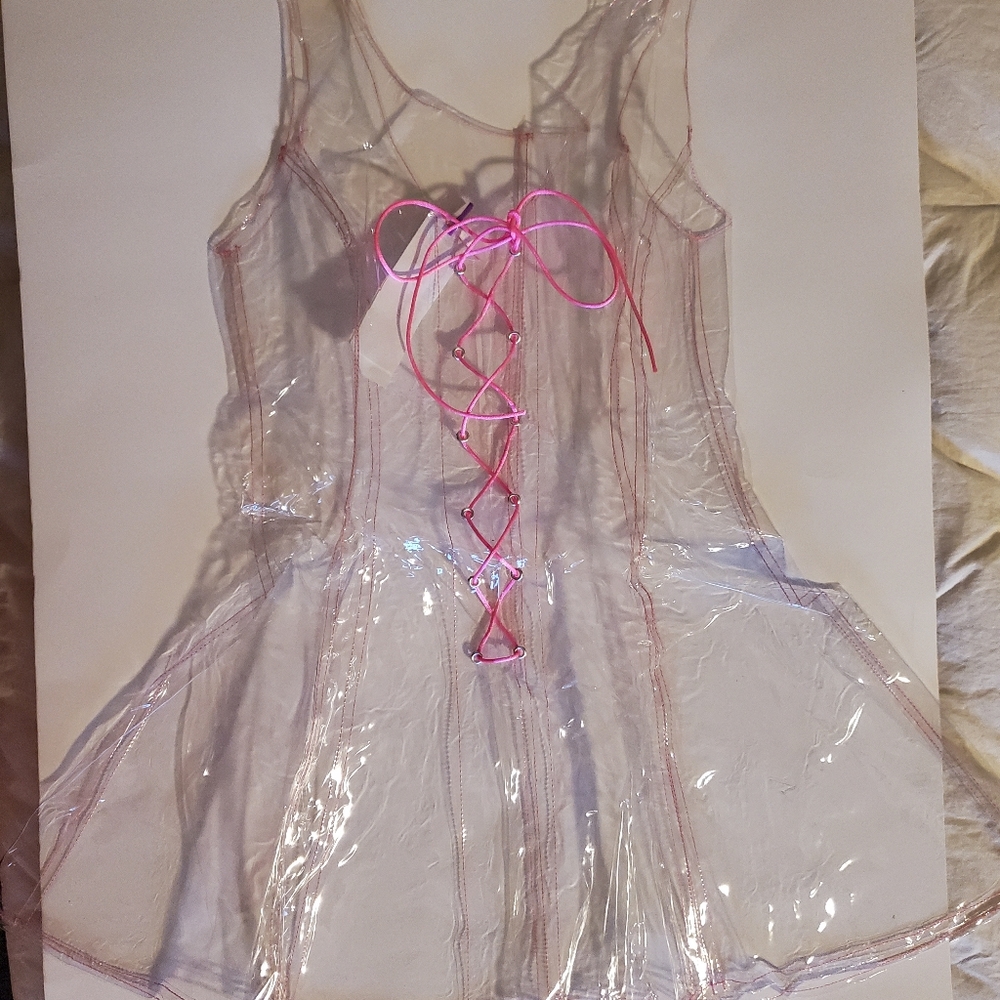 Womens clear transparent vinyl pvc pants set